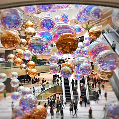 Decoración de bolas de espejo inflables para el centro comercial Mics en Taiuan, provincia de Shanxi